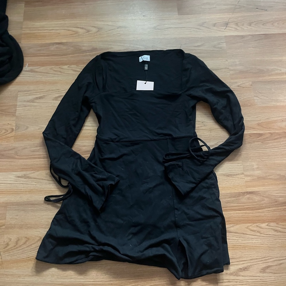 Oh Polly Black Tie Front Bell Sleeve Dress